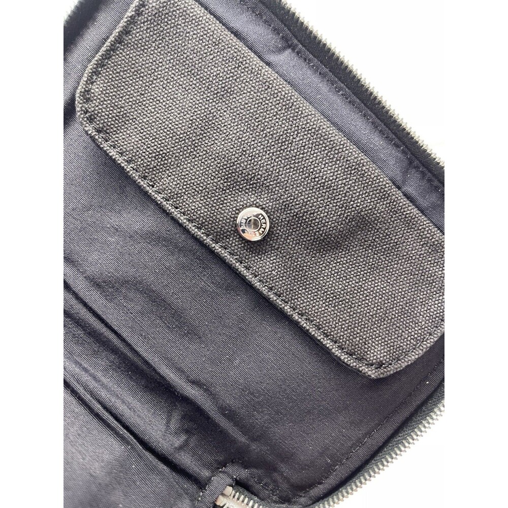 HERMES authentic bifold wallet Gray Made in France Fourre Tout cotton canvas - Picture 9 of 16